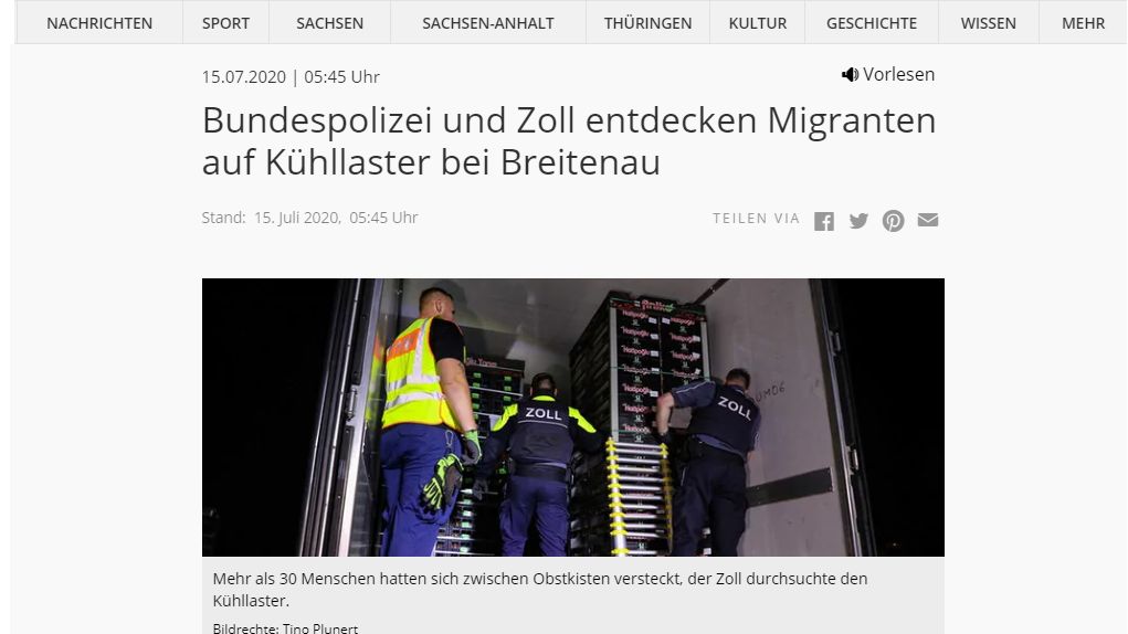 Policie našla na české hranici 31 běženců v chladicím voze